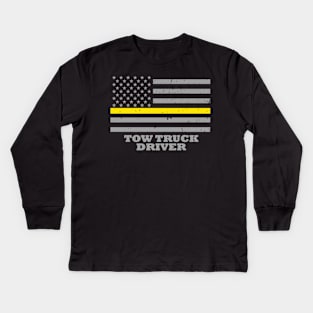 Tow Truck Driver Thin Yellow Line Flag Kids Long Sleeve T-Shirt